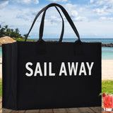 Sail Away Cotton Canvas Chic Beach Tote Bag Multipurpose Tote Weekender Tote Gift for Her Outdoor Tote Vacation Tote Large Beach Bag - Aaria Tees Aaria Tees