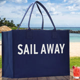 Sail Away Cotton Canvas Chic Beach Tote Bag Multipurpose Tote Weekender Tote Gift for Her Outdoor Tote Vacation Tote Large Beach Bag - Aaria Tees Aaria Tees