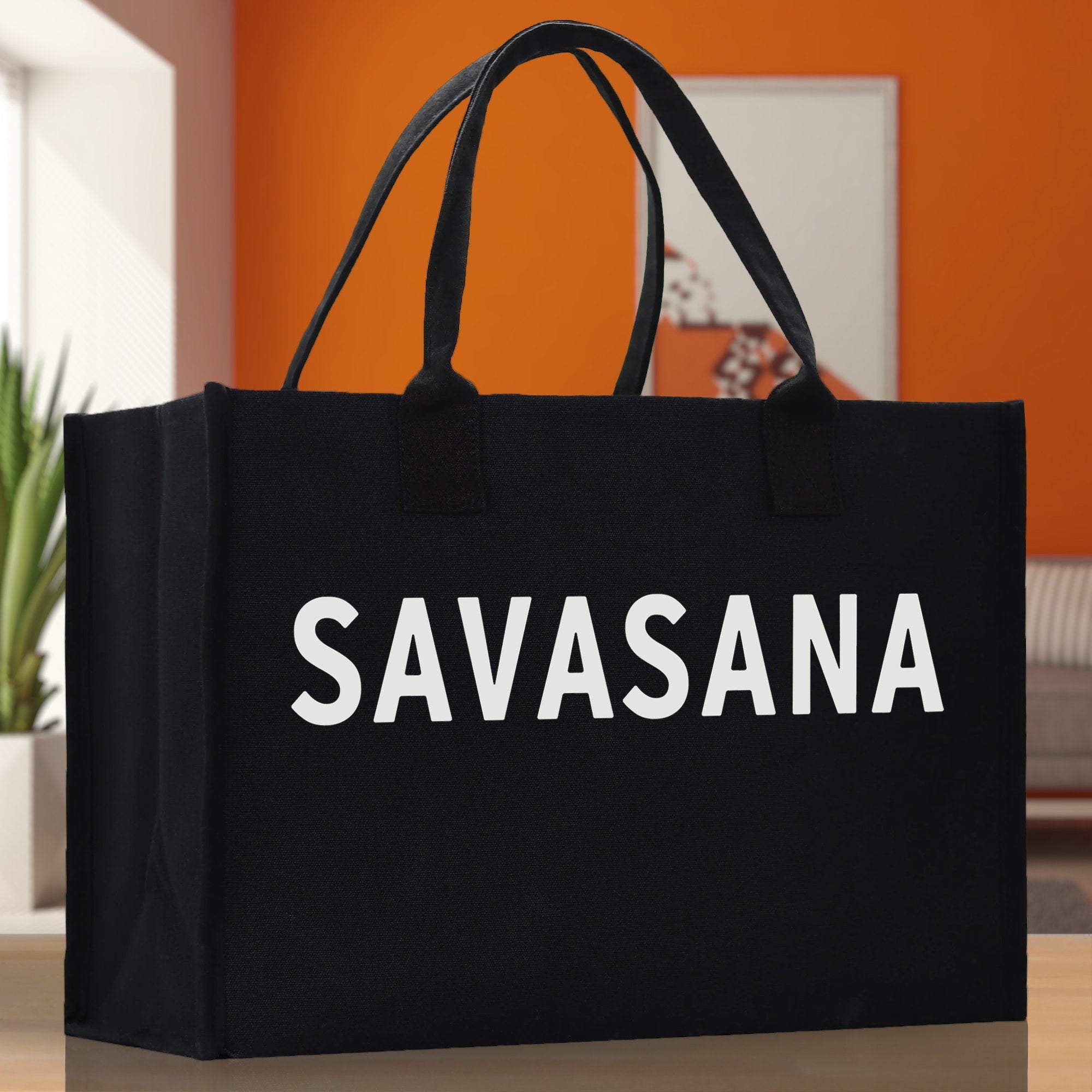 Savasana Cotton Canvas Chic Beach Tote Bag Multipurpose Tote Weekender Tote Gift for Her Outdoor Tote Vacation Tote Large Beach Bag - Aaria Tees Aaria Tees