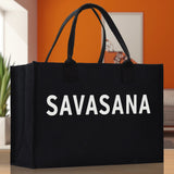Savasana Cotton Canvas Chic Beach Tote Bag Multipurpose Tote Weekender Tote Gift for Her Outdoor Tote Vacation Tote Large Beach Bag - Aaria Tees Aaria Tees