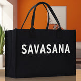 Savasana Cotton Canvas Chic Beach Tote Bag Multipurpose Tote Weekender Tote Gift for Her Outdoor Tote Vacation Tote Large Beach Bag - Aaria Tees Aaria Tees