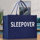 Sleepover Cotton Canvas Chic Beach Tote Bag Multipurpose Tote Weekender Tote Gift for Her Outdoor Tote Vacation Tote Large Beach Bag - Aaria Tees Aaria Tees