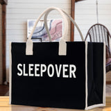 Sleepover Cotton Canvas Chic Beach Tote Bag Multipurpose Tote Weekender Tote Gift for Her Outdoor Tote Vacation Tote Large Beach Bag - Aaria Tees Aaria Tees