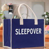 Sleepover Cotton Canvas Chic Beach Tote Bag Multipurpose Tote Weekender Tote Gift for Her Outdoor Tote Vacation Tote Large Beach Bag - Aaria Tees Aaria Tees