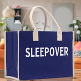 Sleepover Cotton Canvas Chic Beach Tote Bag Multipurpose Tote Weekender Tote Gift for Her Outdoor Tote Vacation Tote Large Beach Bag - Aaria Tees Aaria Tees