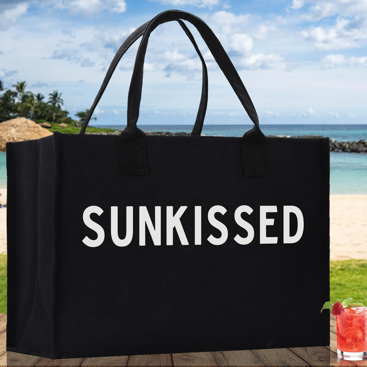 Sunkissed Cotton Canvas Chic Beach Tote Bag Multipurpose Tote Weekender Tote Gift for Her Outdoor Tote Vacation Tote Large Beach Bag - Aaria Tees