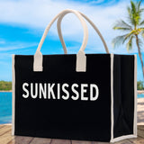 Sunkissed Cotton Canvas Chic Beach Tote Bag Multipurpose Tote Weekender Tote Gift for Her Outdoor Tote Vacation Tote Large Beach Bag - Aaria Tees Aaria Tees