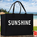 Sunshine Cotton Canvas Chic Beach Tote Bag Multipurpose Tote Weekender Tote Gift for Her Outdoor Tote Vacation Tote Large Beach Bag - Aaria Tees Aaria Tees