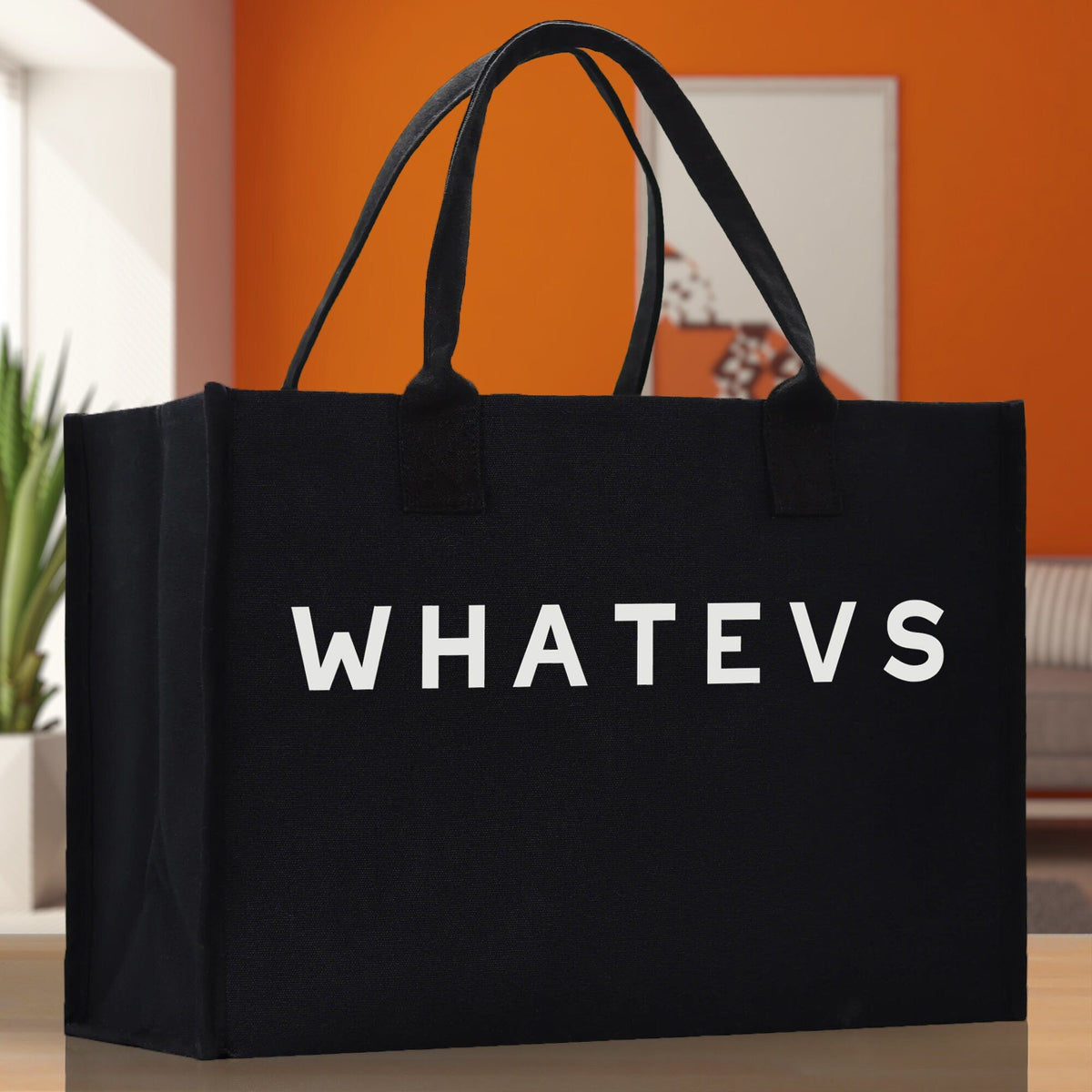 Whatevs Cotton Canvas Chic Beach Tote Bag Multipurpose Tote Weekender Tote Gift for Her Outdoor Tote Vacation Tote Large Beach Bag - Aaria Tees