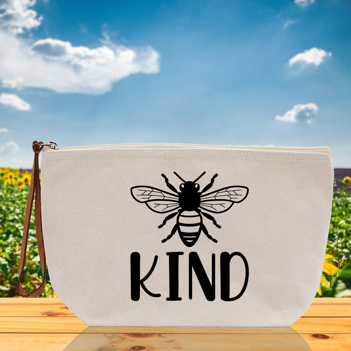 Bee Kind Zipper Cotton Canvas Zipper Pouch Bag Always Bee Kind Makeup Case Custom Zipper Pouch Tote Toiletry Bag Gift for Her Birthday Gift - Aaria Tees