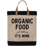 Organic Food Just Kidding It's Wine Jute Canvas Tote Funny Farmer Market Bag Quote Jute Bag Shopping Bag Burlap Bag Farmhouse Grocery Bag - Aaria Tees Aaria Tees