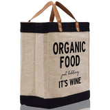 Organic Food Just Kidding It's Wine Jute Canvas Tote Funny Farmer Market Bag Quote Jute Bag Shopping Bag Burlap Bag Farmhouse Grocery Bag - Aaria Tees Aaria Tees