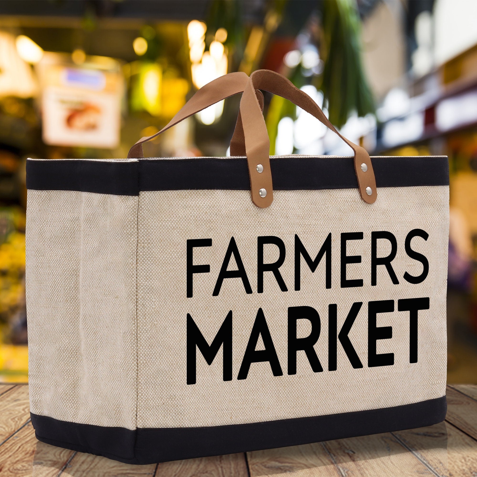Farmers Market Jute Canvas Tote Funny Farmer Market Bag Quote Jute Bag Shopping Bag Burlap Bag Farmhouse Bag Grocery Bag - Aaria Tees Aaria Tees