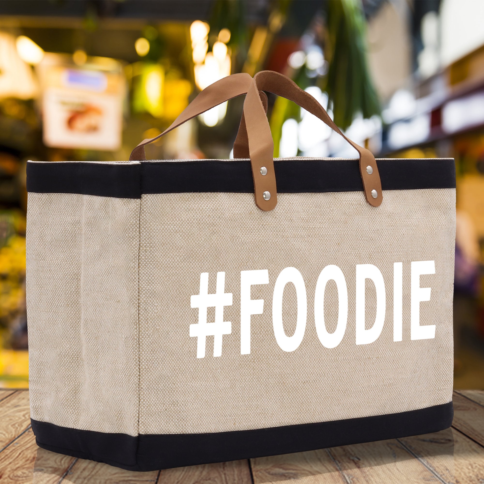 Foodie Jute Canvas Tote Funny Farmer Market Bag Quote Jute Bag Shopping Bag Burlap Bag Farmhouse Bag Grocery Bag - Aaria Tees Aaria Tees