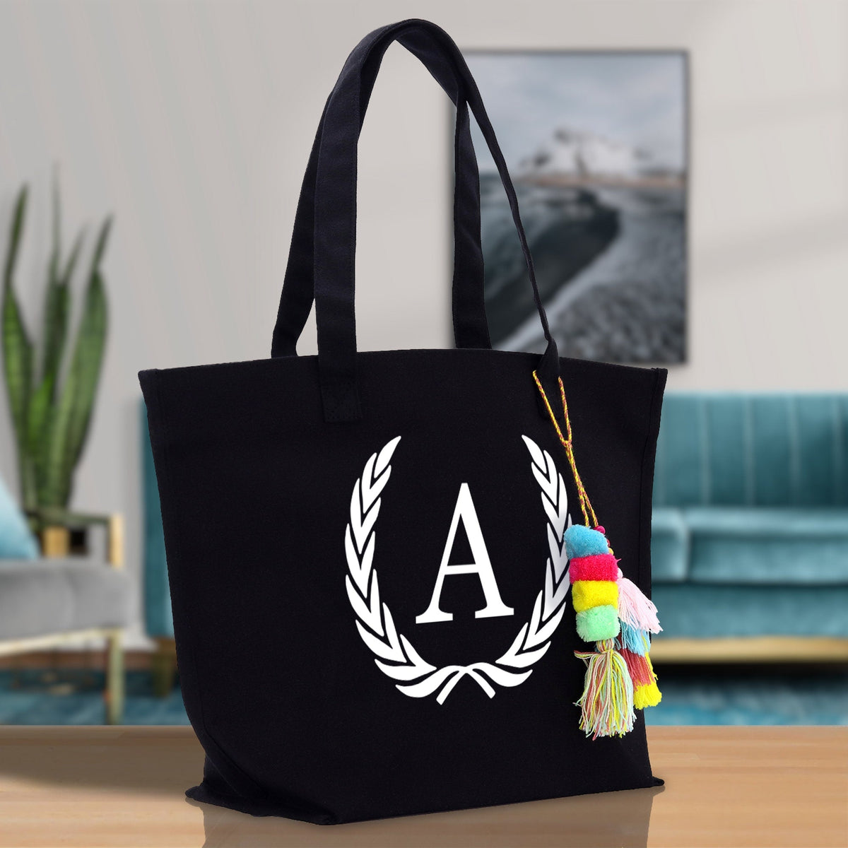 Personalized Cotton Canvas Hand Tote Bag Monogram Tote Bag Initial Canvas Tote Bridesmaid Gift Tote Magnetic Closure Bag Gift for Her A-Z - Aaria Tees