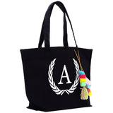 Personalized Cotton Canvas Hand Tote Bag Monogram Tote Bag Initial Canvas Tote Bridesmaid Gift Tote Magnetic Closure Bag Gift for Her A-Z - Aaria Tees Aaria Tees