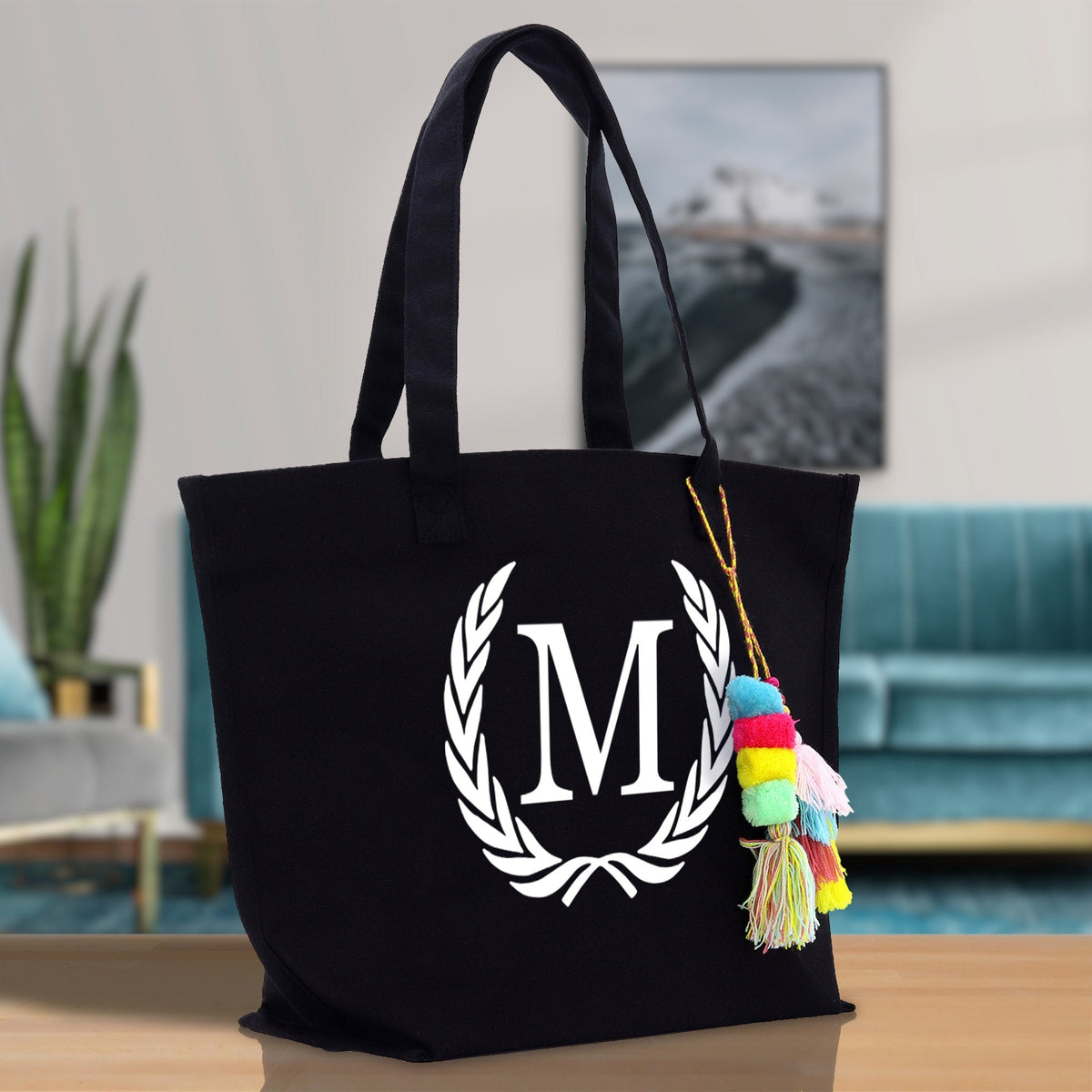 Personalized Cotton Canvas Hand Tote Bag Monogram Tote Bag Initial Canvas Tote Bridesmaid Gift Tote Magnetic Closure Bag Gift for Her A-Z - Aaria Tees