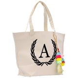 Personalized Cotton Canvas Hand Tote Bag Monogram Tote Bag Initial Canvas Tote Bridesmaid Gift Tote Magnetic Closure Bag Gift for Her A-Z - Aaria Tees Aaria Tees