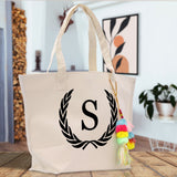 Personalized Cotton Canvas Hand Tote Bag Monogram Tote Bag Initial Canvas Tote Bridesmaid Gift Tote Magnetic Closure Bag Gift for Her A-Z - Aaria Tees Aaria Tees
