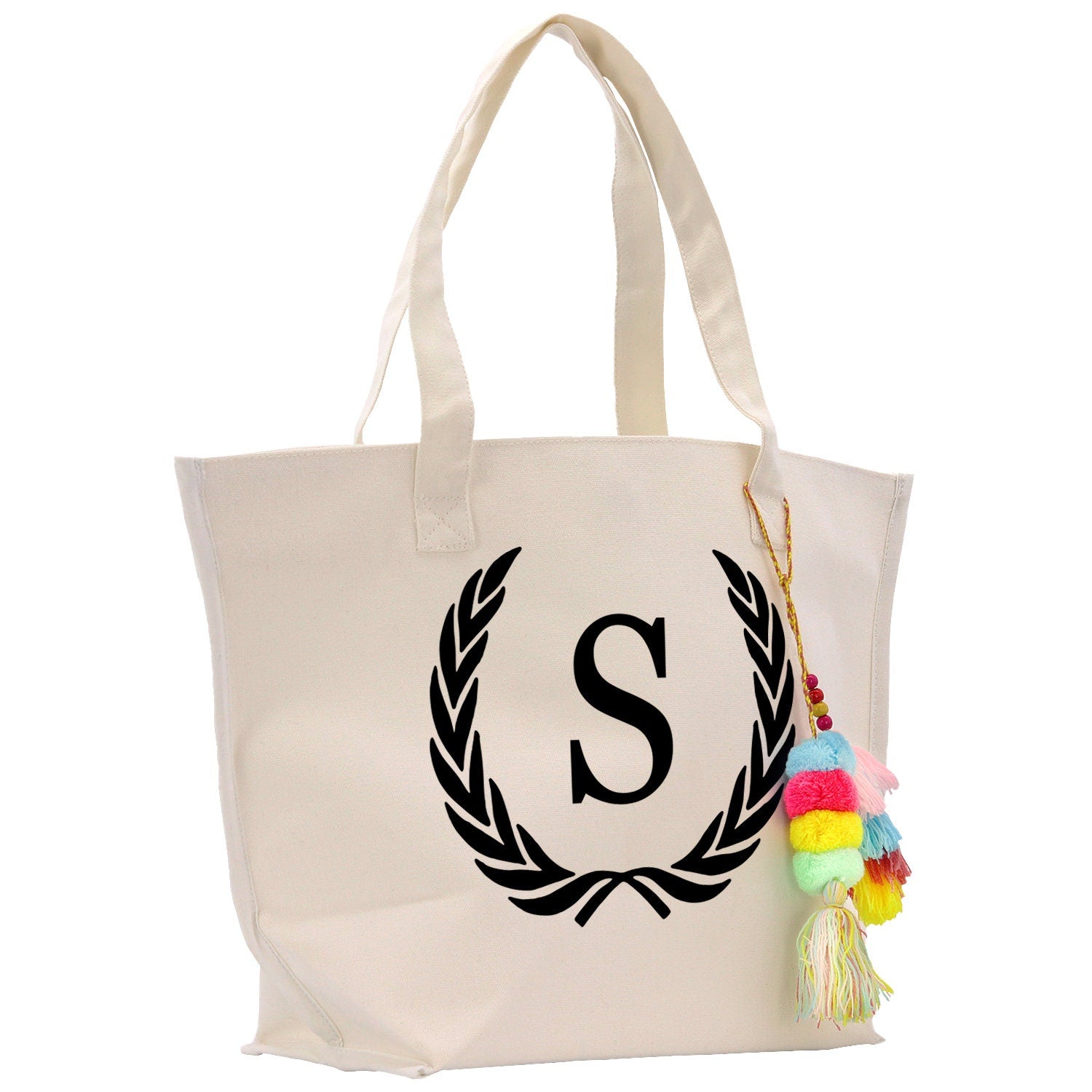 Personalized Cotton Canvas Hand Tote Bag Monogram Tote Bag Initial Canvas Tote Bridesmaid Gift Tote Magnetic Closure Bag Gift for Her A-Z - Aaria Tees Aaria Tees