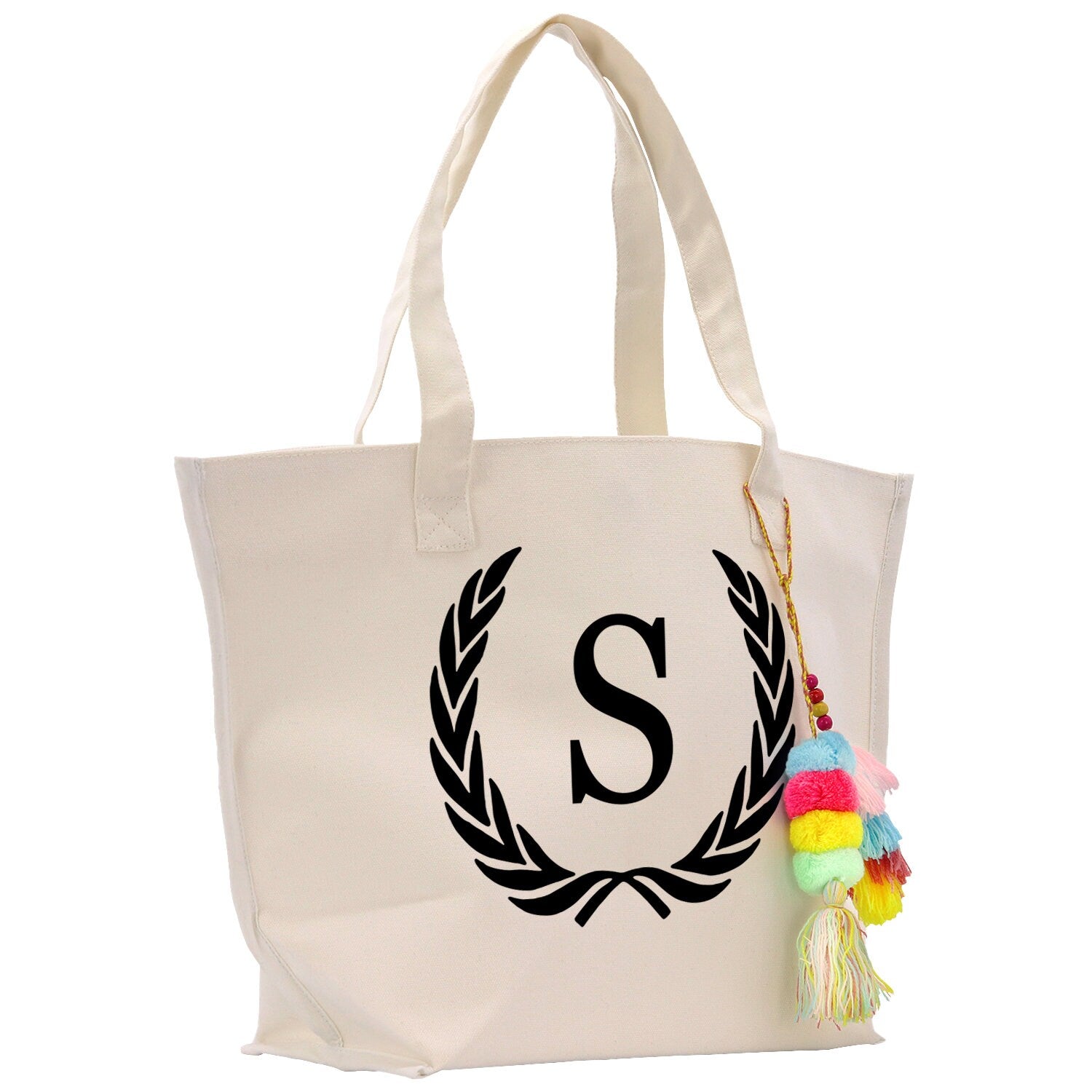 Personalized Cotton Canvas Hand Tote Bag Monogram Tote Bag Initial Canvas Tote Bridesmaid Gift Tote Magnetic Closure Bag Gift for Her A-Z - Aaria Tees Aaria Tees
