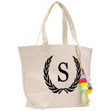 Personalized Cotton Canvas Hand Tote Bag Monogram Tote Bag Initial Canvas Tote Bridesmaid Gift Tote Magnetic Closure Bag Gift for Her A-Z - Aaria Tees Aaria Tees