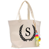 Personalized Cotton Canvas Hand Tote Bag Monogram Tote Bag Initial Canvas Tote Bridesmaid Gift Tote Magnetic Closure Bag Gift for Her A-Z - Aaria Tees Aaria Tees