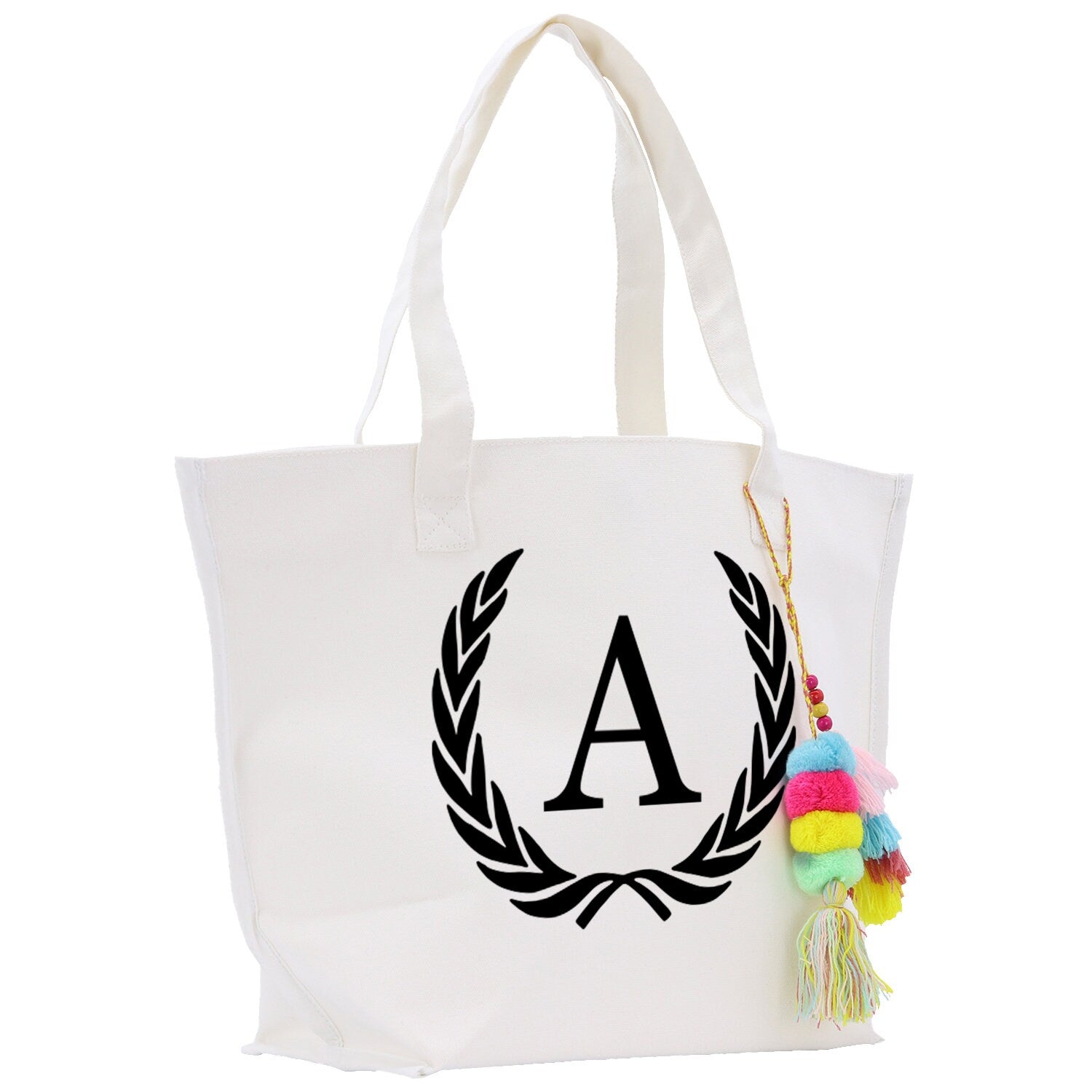 Personalized Cotton Canvas Hand Tote Bag Monogram Tote Bag Initial Canvas Tote Bridesmaid Gift Tote Magnetic Closure Bag Gift for Her A-Z - Aaria Tees Aaria Tees