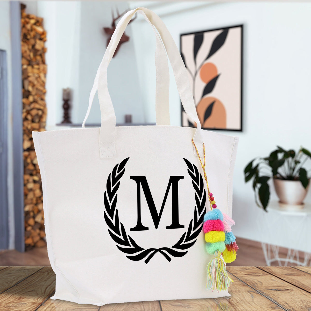 Personalized Cotton Canvas Hand Tote Bag Monogram Tote Bag Initial Canvas Tote Bridesmaid Gift Tote Magnetic Closure Bag Gift for Her A-Z - Aaria Tees