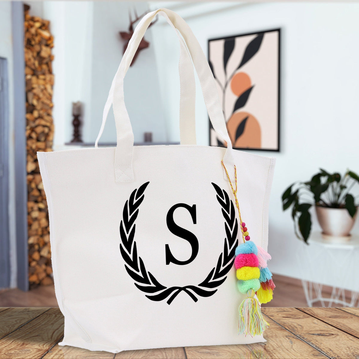 Personalized Cotton Canvas Hand Tote Bag Monogram Tote Bag Initial Canvas Tote Bridesmaid Gift Tote Magnetic Closure Bag Gift for Her A-Z - Aaria Tees