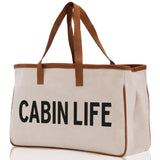 Cabin Life Cotton Canvas Chic Tote Bag Camping Tote Camping Lover Gift Tote Bag Outdoor Tote Weekender Tote Camper Tote Multipurpose Tote - Aaria Tees Aaria Tees