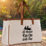No Hurries I'm on Lake Time Cotton Canvas Chic Tote Bag Lake Tote Lake Lover Gift Tote Bag Outdoor Tote Weekender Tote Laker Tote - Aaria Tees Aaria Tees