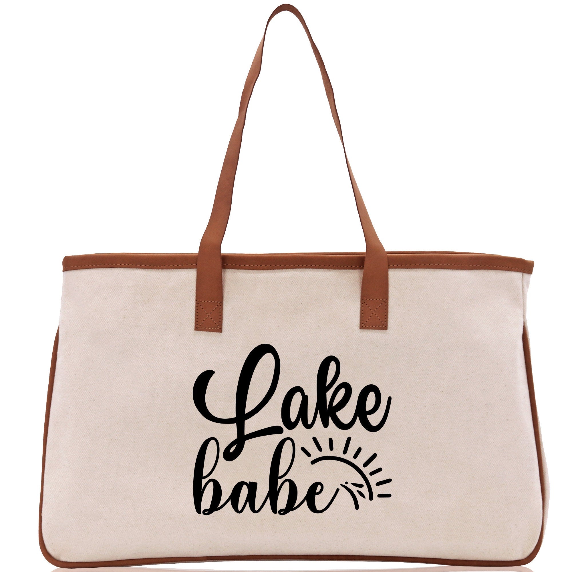 Lake Babe Cotton Canvas Chic Tote Bag Camping Tote Lake Lover Gift Tote Bag Outdoor Tote Multipurpose Tote - Aaria Tees Aaria Tees