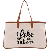 Lake Babe Cotton Canvas Chic Tote Bag Camping Tote Lake Lover Gift Tote Bag Outdoor Tote Multipurpose Tote - Aaria Tees Aaria Tees