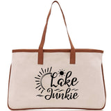 Lake Junkie Cotton Canvas Chic Tote Bag Camping Tote Lake Lover Gift Tote Bag Outdoor Tote Weekender Tote Laker Tote Multipurpose Tote - Aaria Tees Aaria Tees