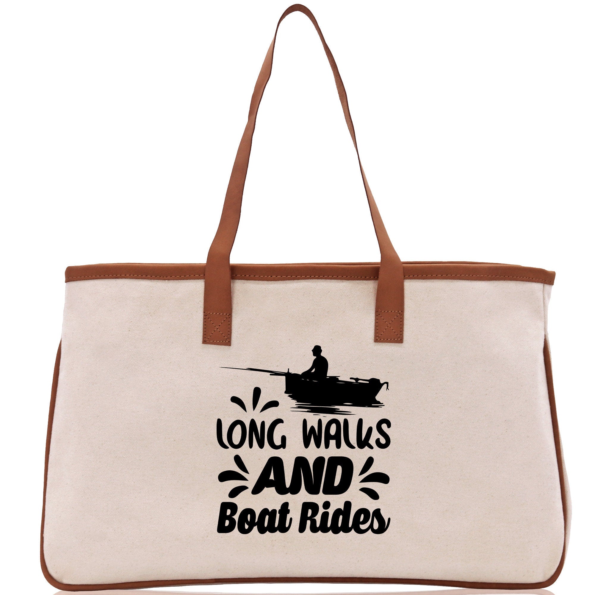 Long Walks and Boat Rides Cotton Canvas Chic Tote Bag  Boat Lover Gift Tote Bag Outdoor Tote Weekender Tote Boater Tote Multipurpose Tote - Aaria Tees Aaria Tees