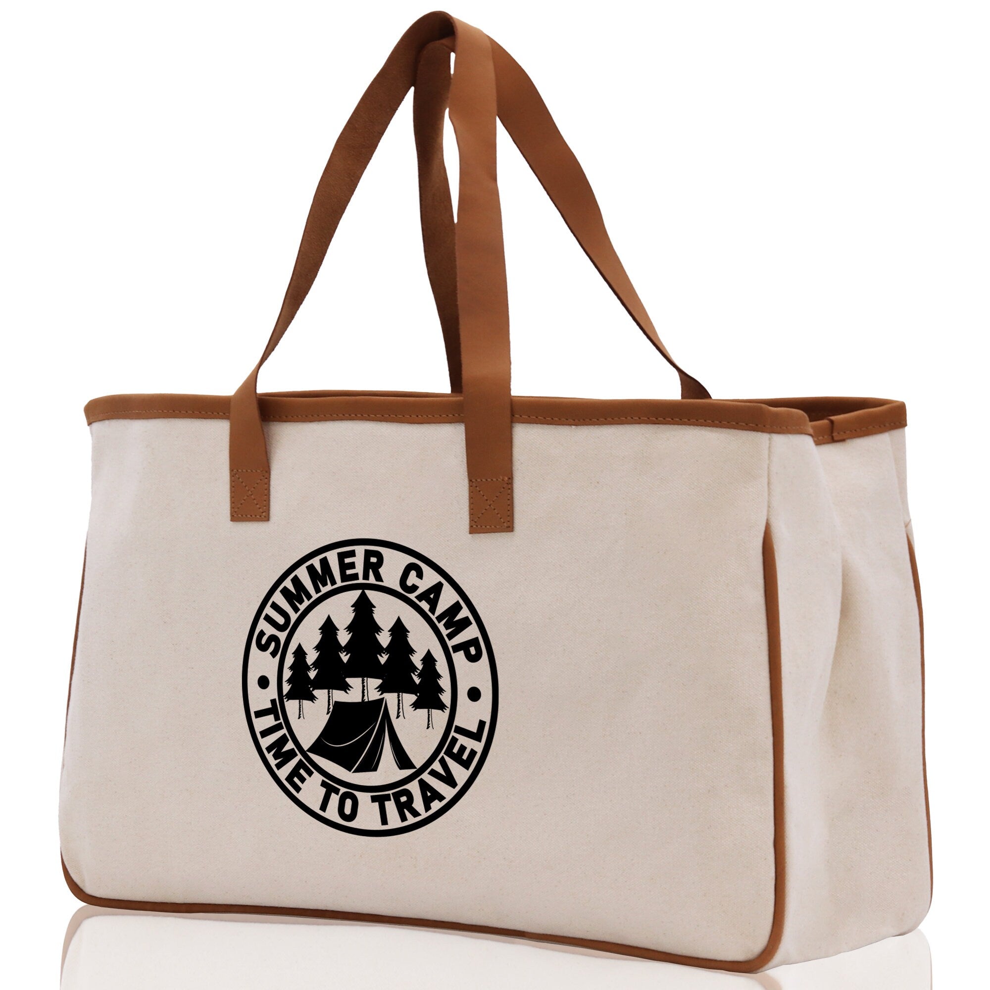 Summer Camp Time To Travel Cotton Canvas Chic Tote Bag Camping Tote Camping Lover Gift Tote Bag Outdoor Tote Weekender Tote Camper Tote - Aaria Tees Aaria Tees
