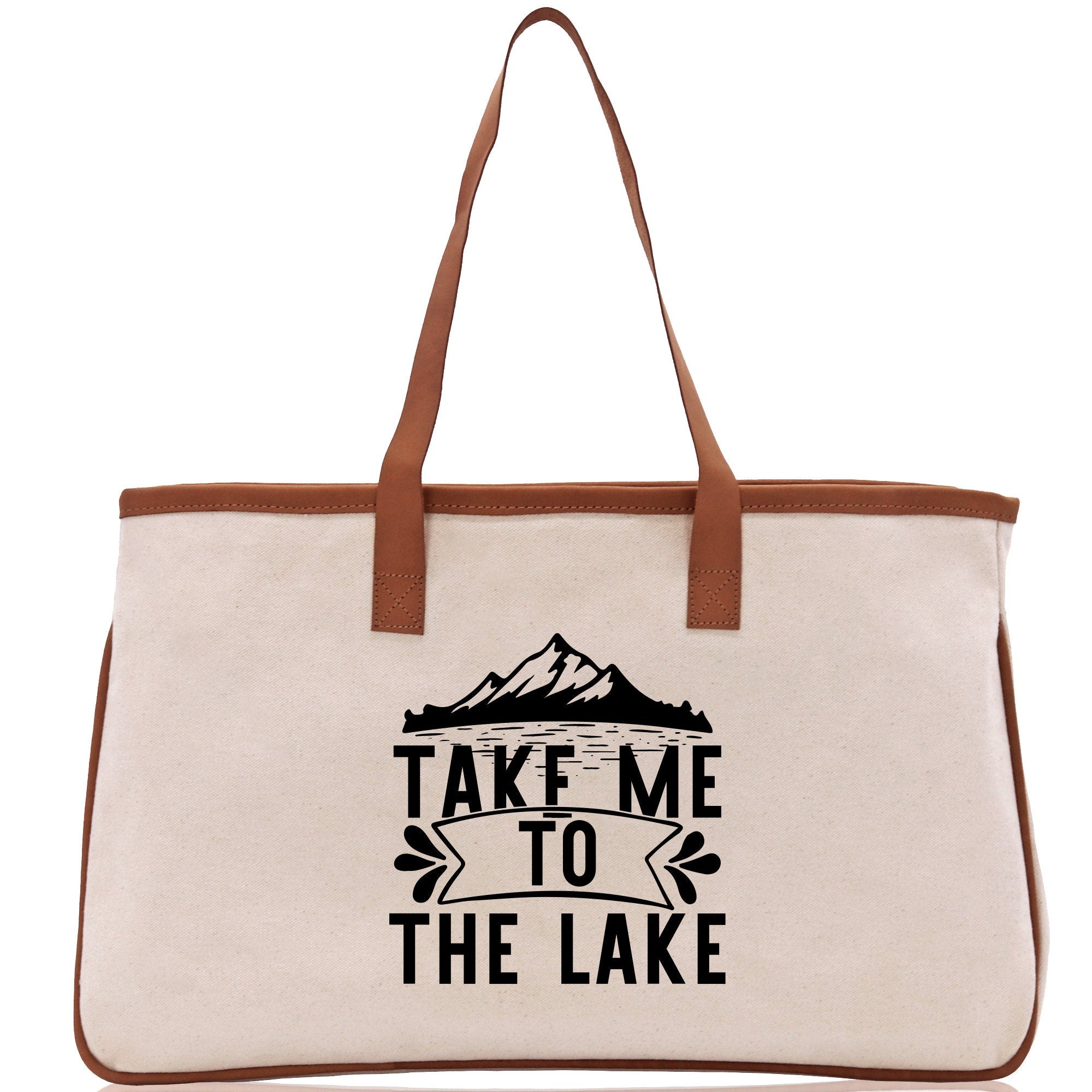 Take Me to the Lake Cotton Canvas Chic Tote Bag Camping Tote  Lake Lover Gift Tote Bag Outdoor Tote Weekender Tote Laker Tote - Aaria Tees Aaria Tees