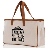 Take Me to the Lake Cotton Canvas Chic Tote Bag Camping Tote  Lake Lover Gift Tote Bag Outdoor Tote Weekender Tote Laker Tote - Aaria Tees Aaria Tees