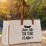 Take Me to the Lake Cotton Canvas Chic Tote Bag Camping Tote  Lake Lover Gift Tote Bag Outdoor Tote Weekender Tote Laker Tote - Aaria Tees Aaria Tees