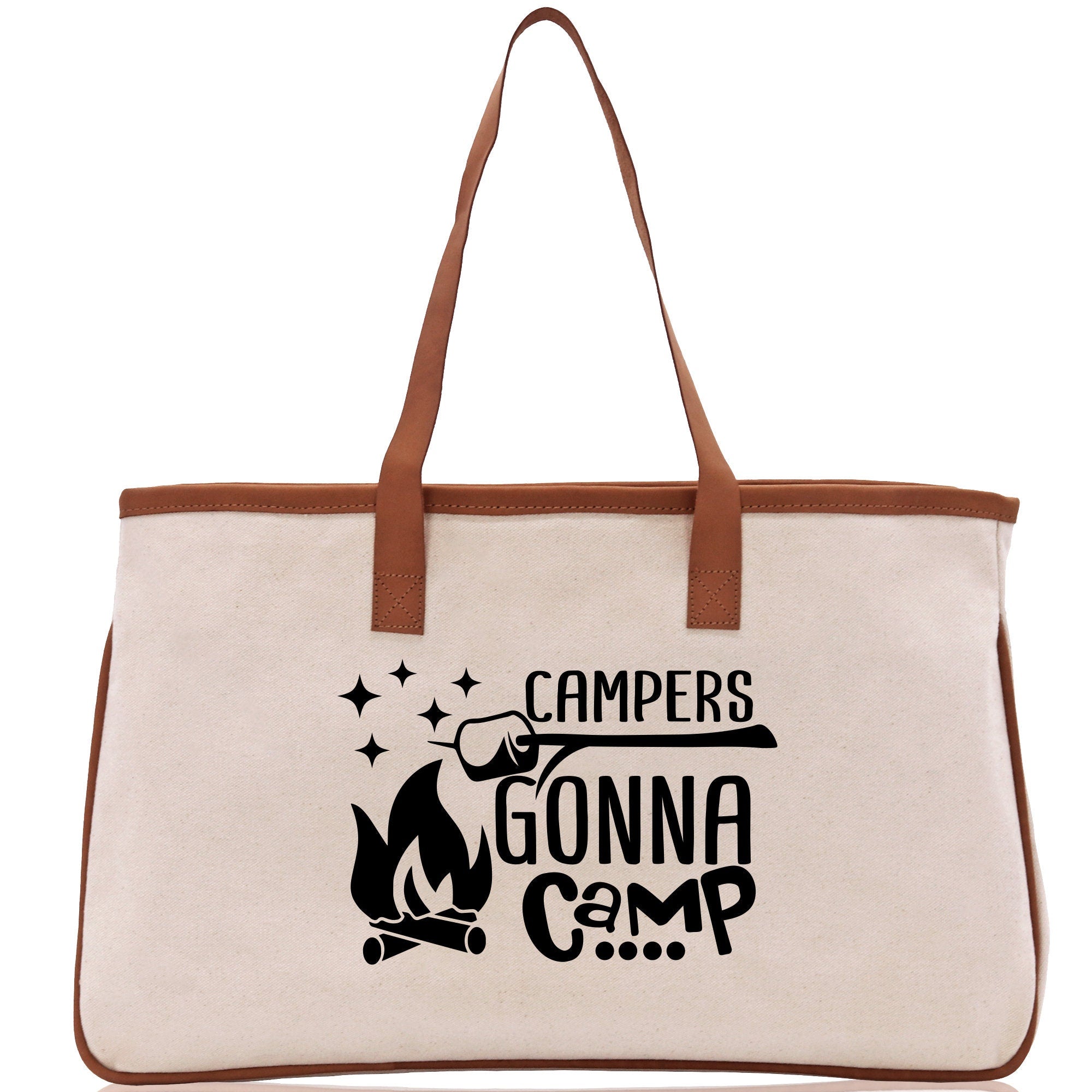 Campers Gonna Camp Cotton Canvas Chic Tote Bag Camping Tote Camping Lover Gift Tote Bag Outdoor Tote Weekender Tote Camper Multipurpose Tote - Aaria Tees Aaria Tees