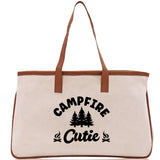 Campfire Cutie Cotton Canvas Chic Tote Bag Camping Tote Camping Lover Gift Tote Bag Outdoor Tote Weekender Tote Camper Multipurpose Tote - Aaria Tees Aaria Tees