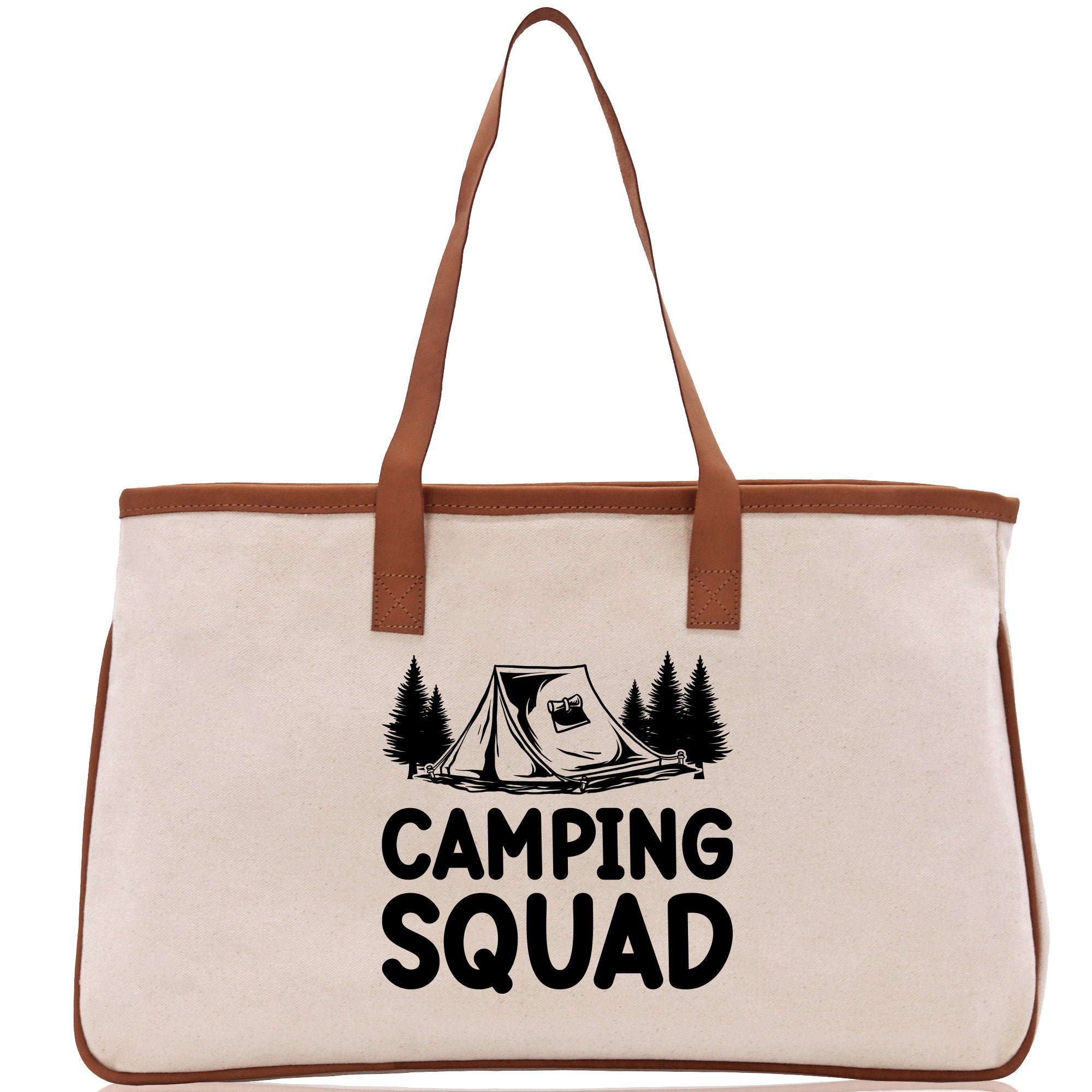Camping Squad Cotton Canvas Chic Tote Bag Camping Tote Camping Lover Gift Tote Bag Outdoor Tote Weekender Tote Camper Tote Multipurpose Tote - Aaria Tees Aaria Tees