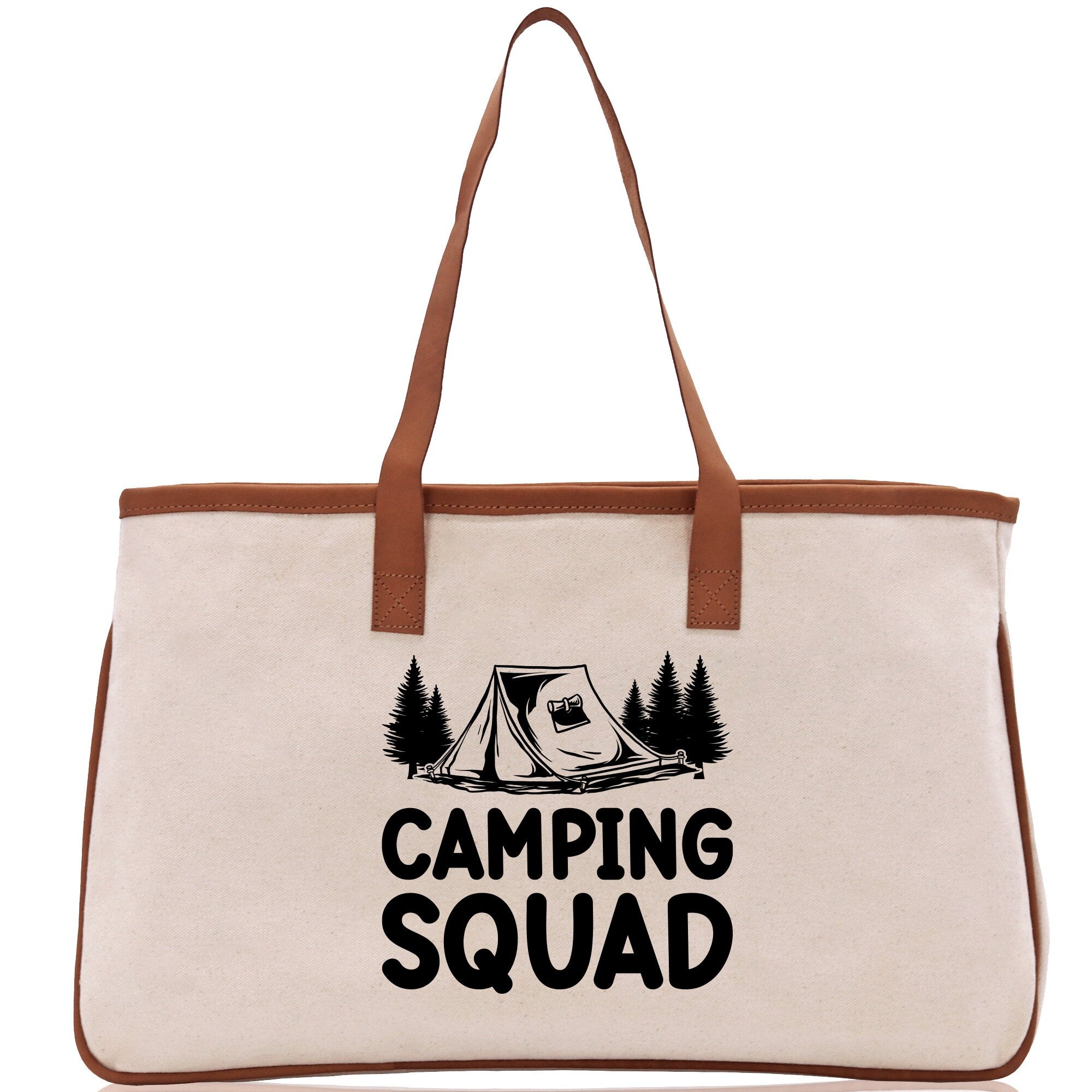 Camping Squad Cotton Canvas Chic Tote Bag Camping Tote Camping Lover Gift Tote Bag Outdoor Tote Weekender Tote Camper Tote Multipurpose Tote - Aaria Tees Aaria Tees
