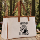 Enjoy the Little Things Cotton Canvas Chic Tote Bag Camping Tote Camping Lover Gift Tote Bag Outdoor Tote Multipurpose Weekender Tote - Aaria Tees Aaria Tees