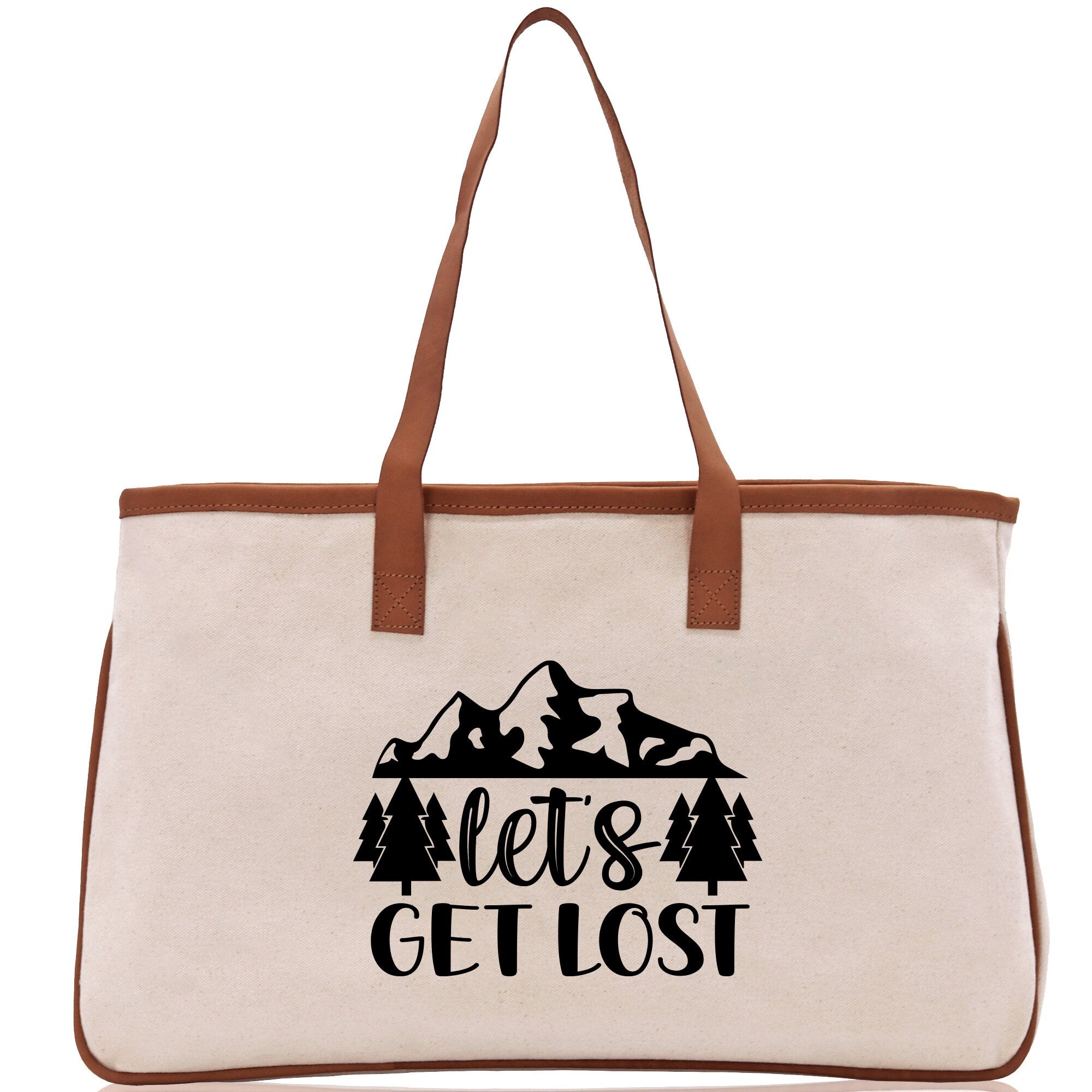 Let's Get Lost Cotton Canvas Chic Tote Bag Camping Tote Camping Lover Gift Tote Bag Outdoor Tote Multipurpose Weekender Tote Camper Tote - Aaria Tees Aaria Tees