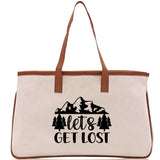 Let's Get Lost Cotton Canvas Chic Tote Bag Camping Tote Camping Lover Gift Tote Bag Outdoor Tote Multipurpose Weekender Tote Camper Tote - Aaria Tees Aaria Tees