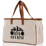 Let's Get Lost Cotton Canvas Chic Tote Bag Camping Tote Camping Lover Gift Tote Bag Outdoor Tote Multipurpose Weekender Tote Camper Tote - Aaria Tees Aaria Tees