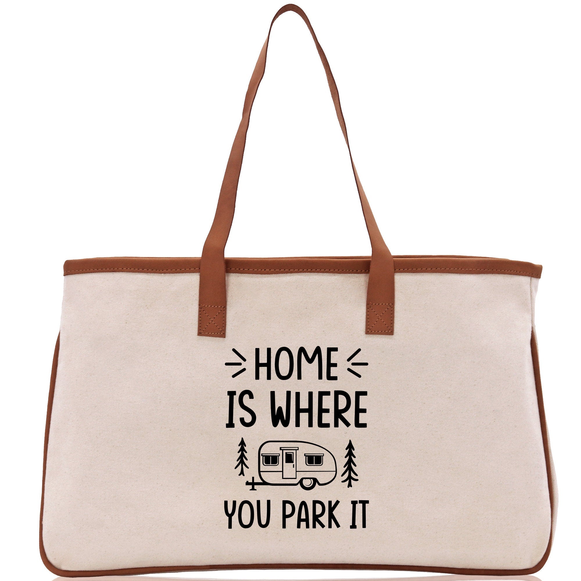 Home is Where You Park It Cotton Canvas Chic Tote Bag Camping Tote Camping Lover Gift Tote Bag Outdoor Tote Multipurpose Camper Tote - Aaria Tees Aaria Tees
