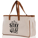 Stay Wild Cotton Canvas Chic Tote Bag Camping Tote Camping Lover Gift Tote Bag Outdoor Tote Weekender Tote Camper Tote Multipurpose Tote - Aaria Tees Aaria Tees